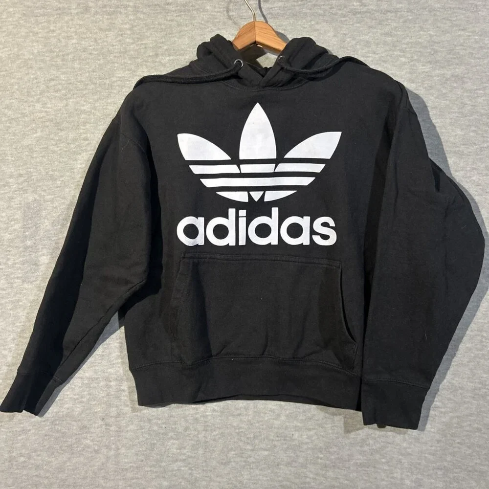 Adidas Pullover Hoodie. Black. Big Logo